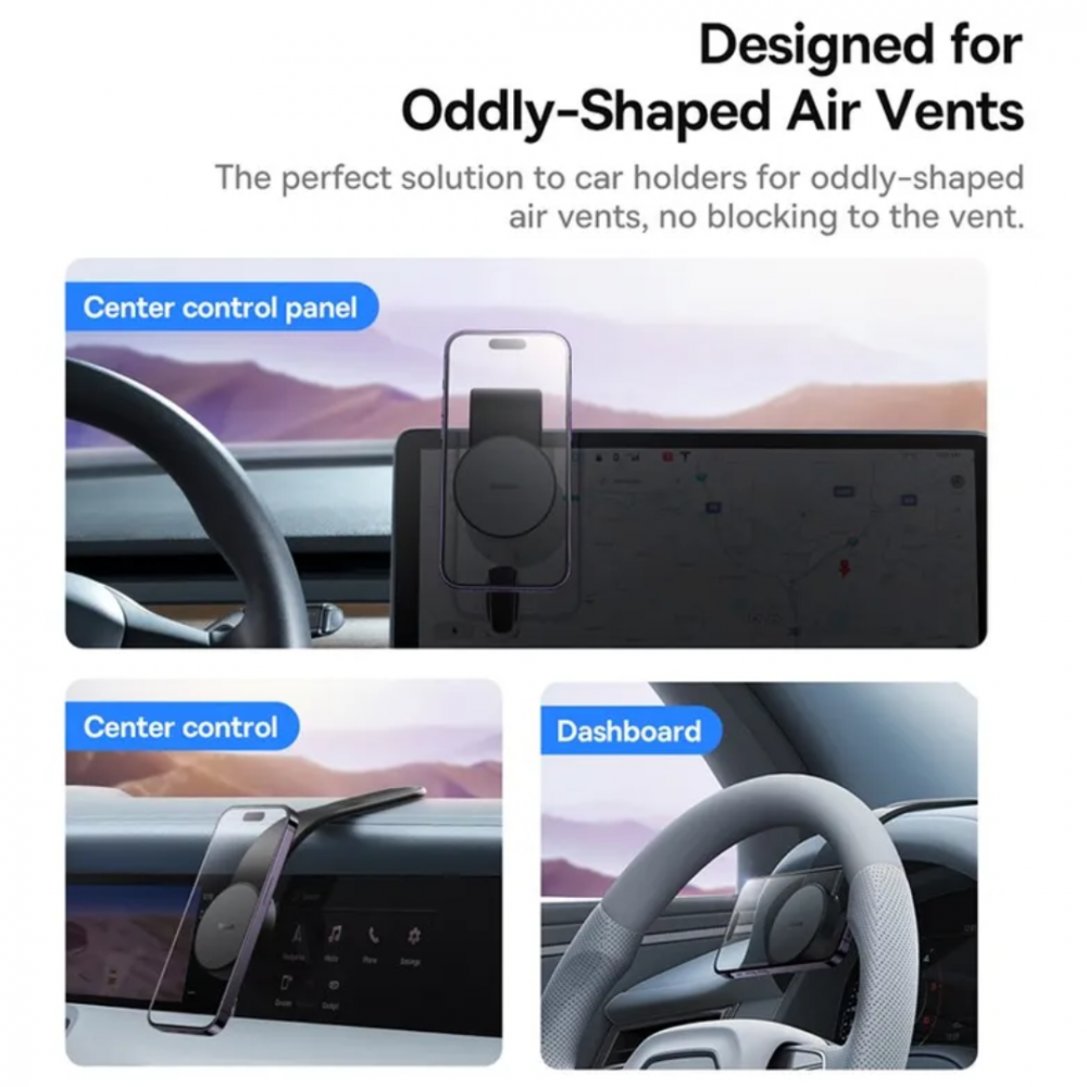 Baseus C02 Car Center Console and Dashboard Bendable Magnetic Phone Holder Black