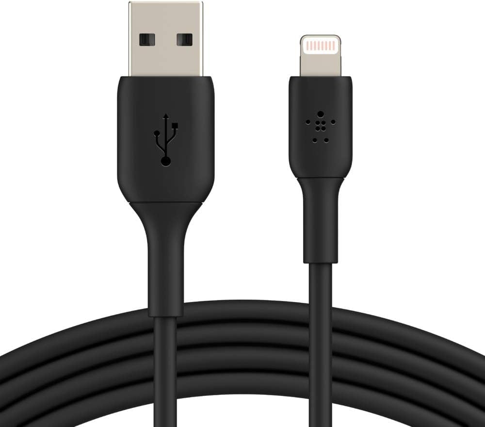 بلكن كيبل لايتنينج  شحن معزز الى USB اسود 1متر