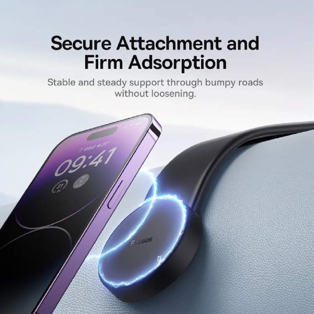 Baseus C02 Car Center Console and Dashboard Bendable Magnetic Phone Holder Black