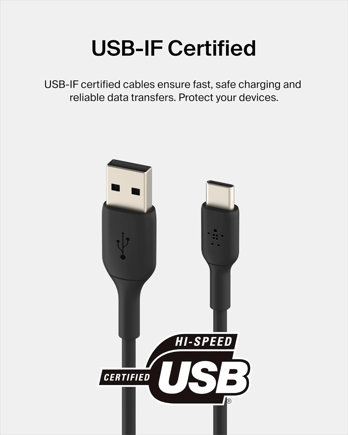 بيلكين كيبل بوست تشارج USB-C إلى USB-A بطول 2 متر باللون الأسود