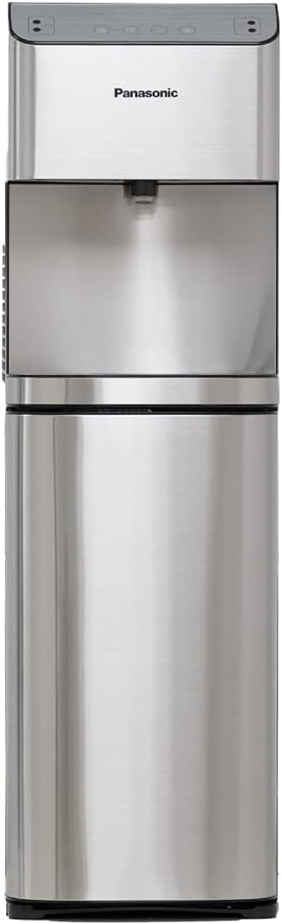 Panasonic Bottom Loading Water Dispenser Dual Touchless Digital Touch Control Panel UV Sterilization Info Display Black & Stainless Steel Finish Night Light