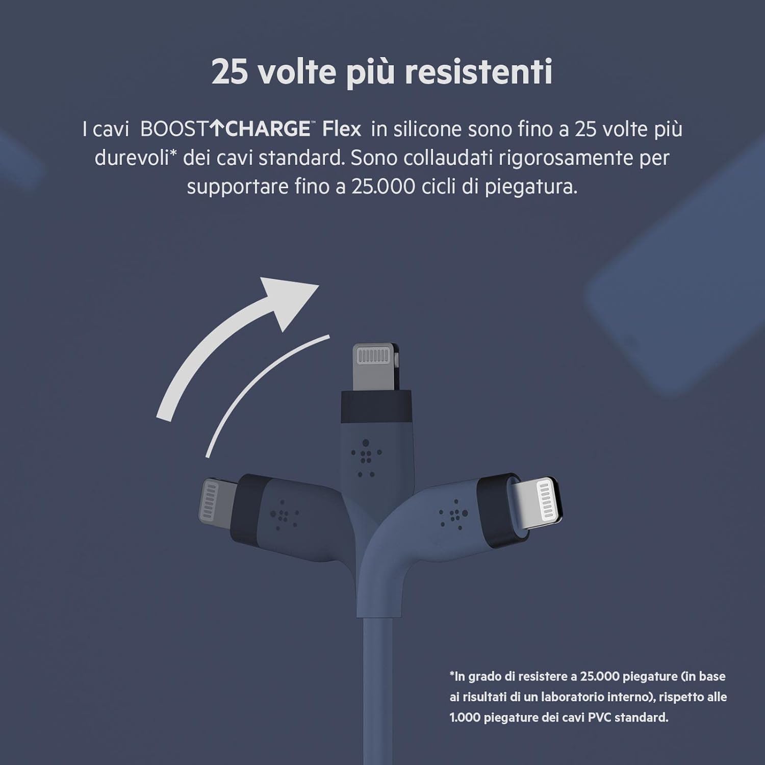 Blue-Belkin BoostCharge Flex Silicone USB Type C to Lightning Cable-3M,