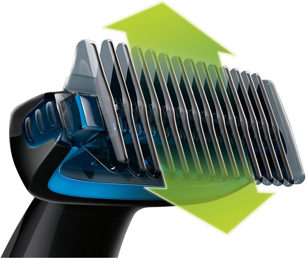 فيليبس ماكينة تشذيب شعر الجسم أداة تشذيب الجسم والفخذين المقاومة للماء مشط ثنائي الاتجاه نظام حماية للبشرة مع بطارية AA