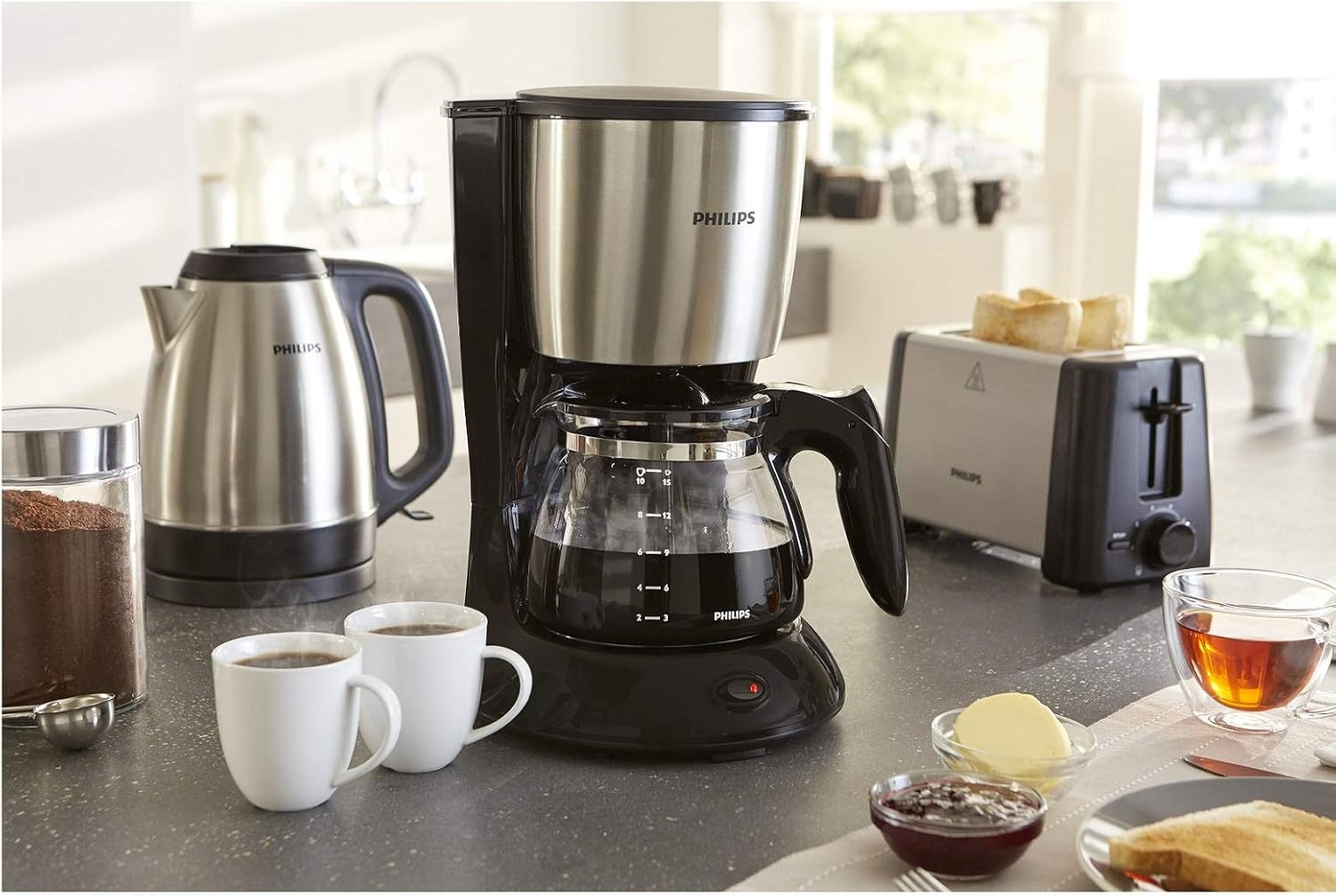 فيليبس ماكينة تحضير القهوة بالتنقيط بسعة 1.2 لتر باللون الأسود والفضي