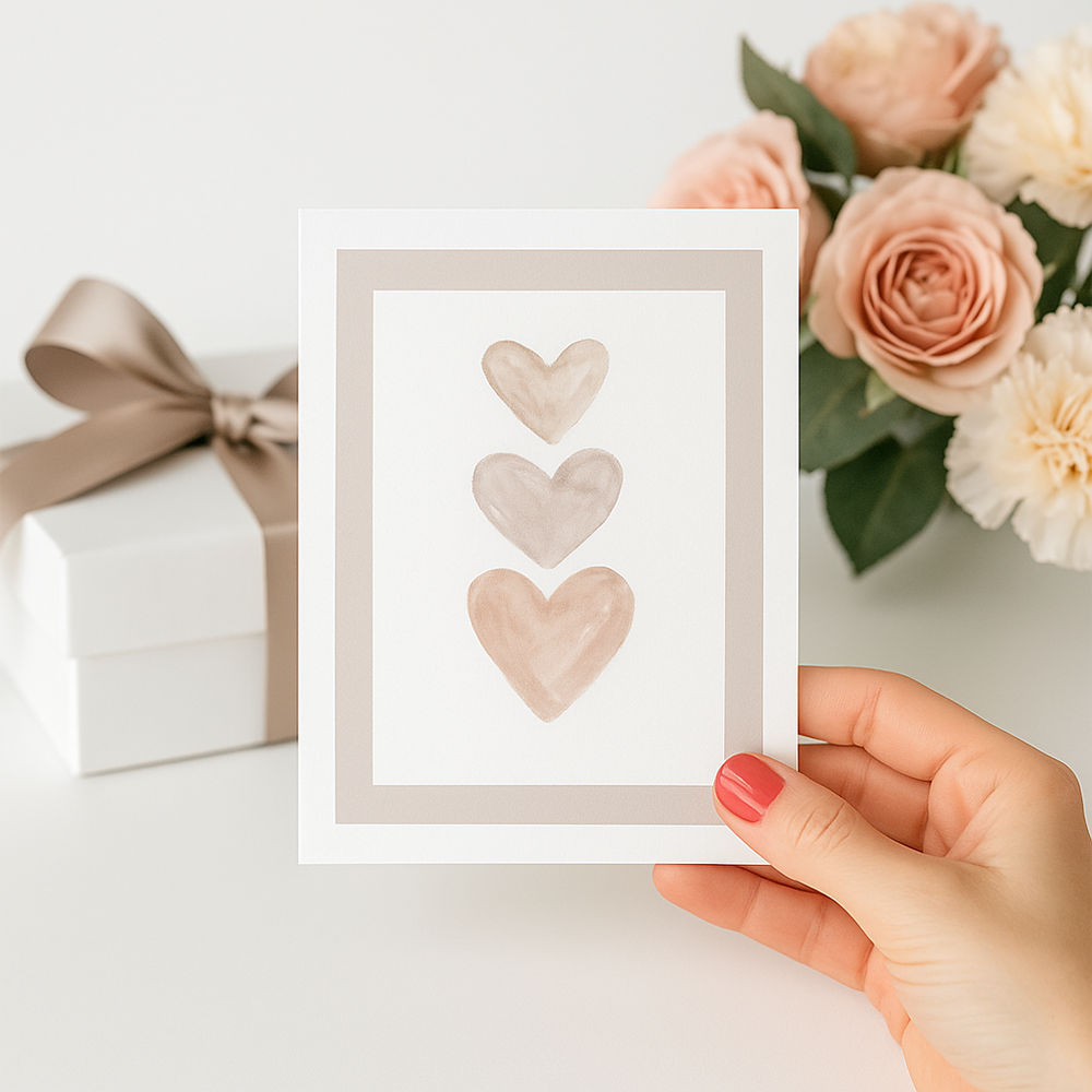 بطاقة قلوب ناعمة – تصميم مفرغ للكتابة