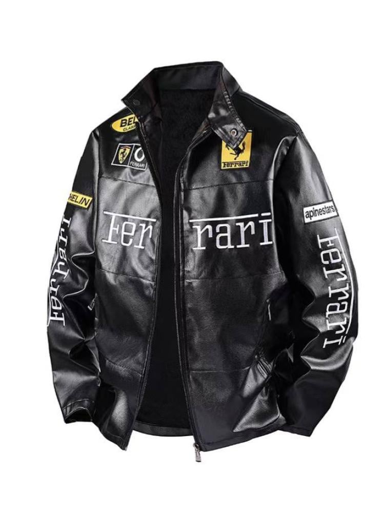 Ferrari Racing Embroidered Leather Jacket - Horizon