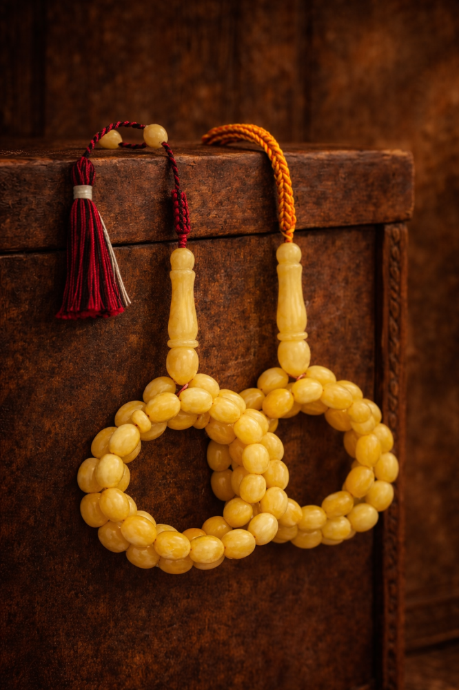 سبح كهرمان كلنقرادي طبيعي – فخامة خامة نادرة من قلب الطبيعة