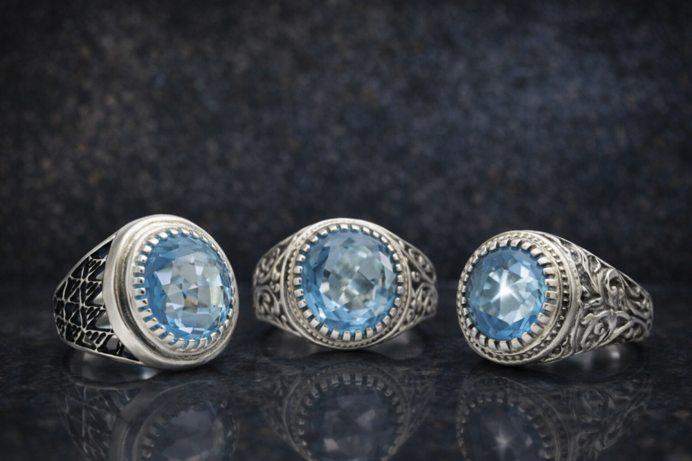 خواتم التوباز الأزرق | خصائص الحجر وأناقة التصاميم