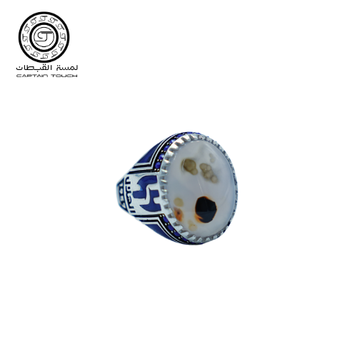 خاتم الهلال فضة عيار 925 بحجر عقيق يمني