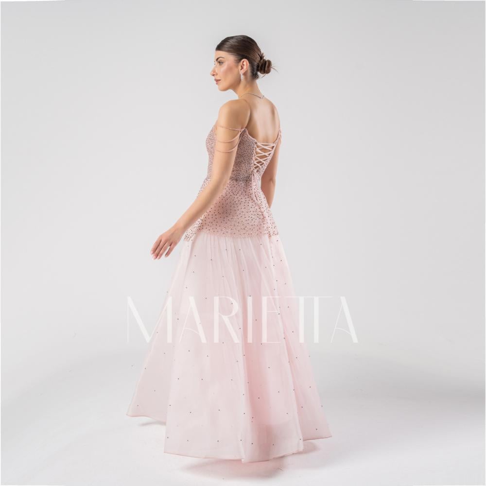 فستان سهرة وردي