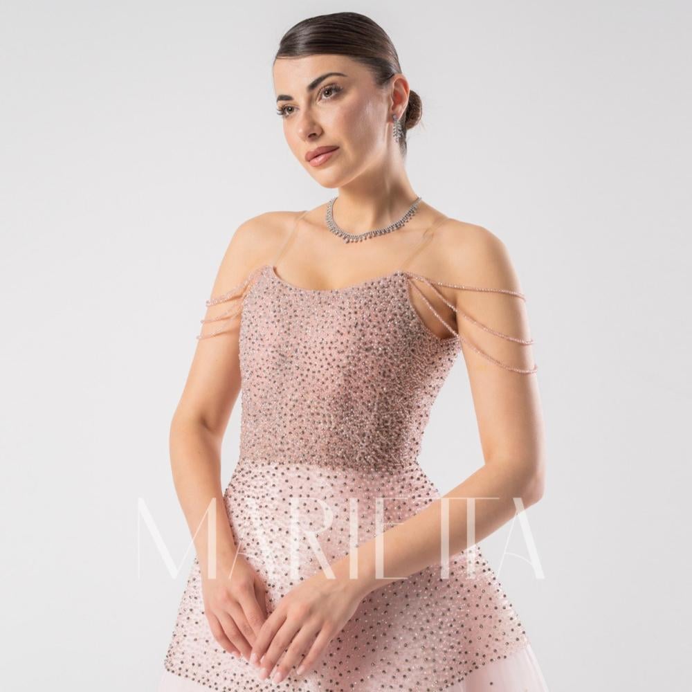 فستان سهرة وردي