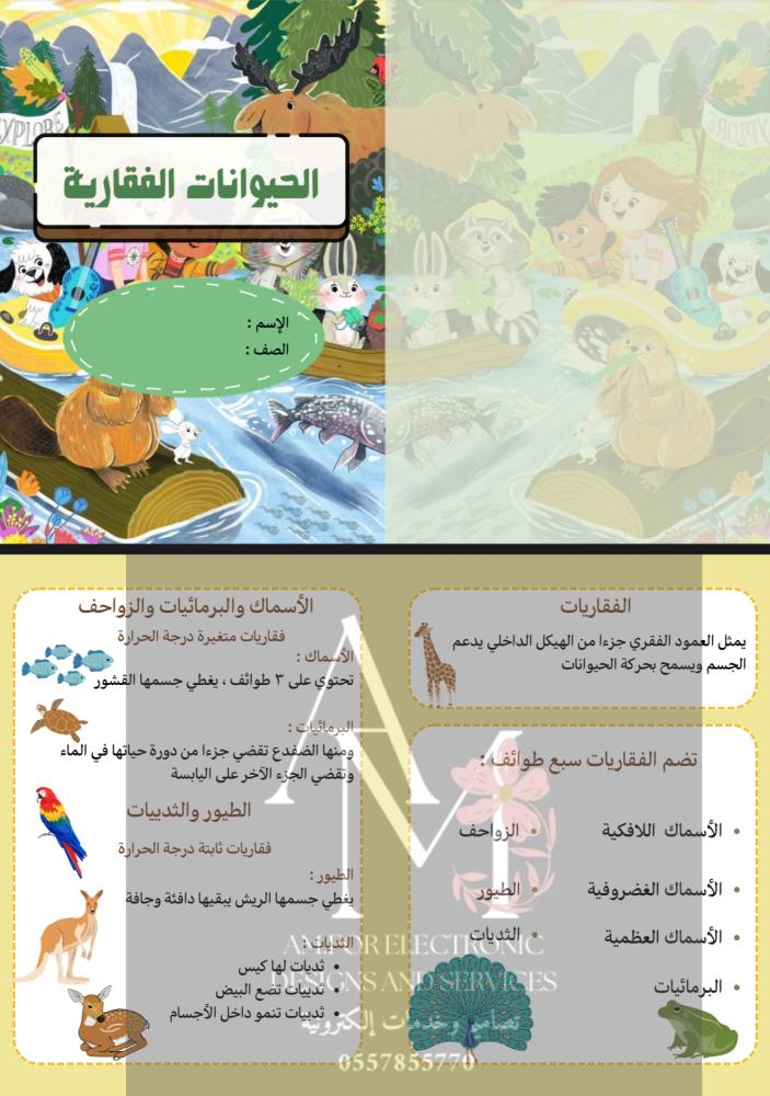 مطوية الحيوانات الفقارية رابع إبتدائي