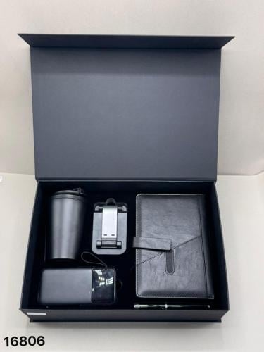 طقم هدايا مكتبي تقني فاخر (أسود)