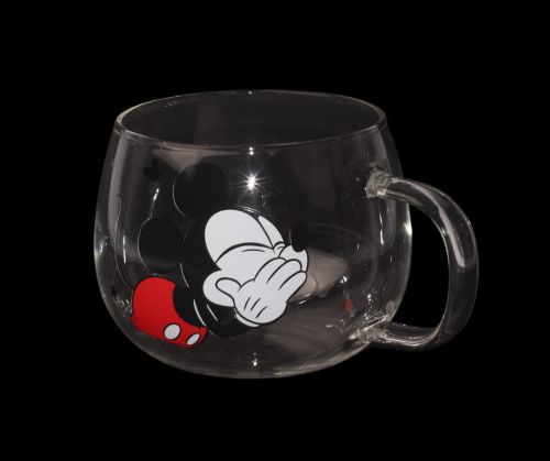 كوب زجاج شفاف بشخصية كرتونية