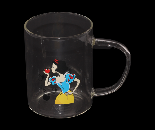 كوب زجاج شفاف بشخصية كرتونية
