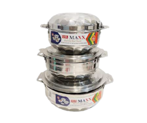 طقم حافظات طعام ستيل بغطاء - 3 حافظات