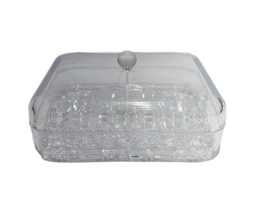 صحن تقديم اكريليك مقسم بغطاء