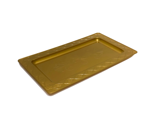 صينية بلاستيك ذهبي