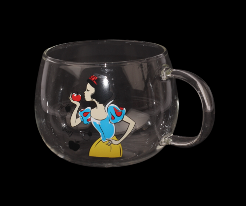 كوب زجاج شفاف بشخصية كرتونية