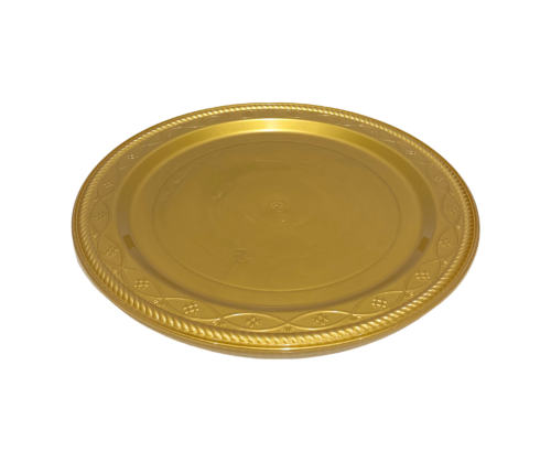 صينية بلاستيك ذهبي دائرية