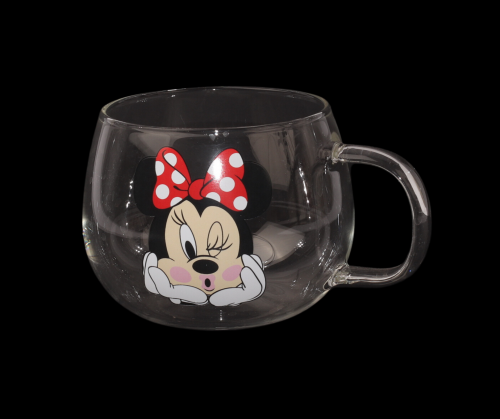 كوب زجاج شفاف بشخصية كرتونية