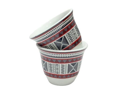 طقم فناجين قهوة تراثية سيراميك - 6 قطع