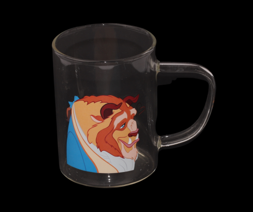 كوب زجاج شفاف بشخصية كرتونية