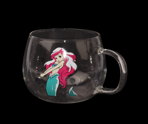 كوب زجاج شفاف بشخصية كرتونية