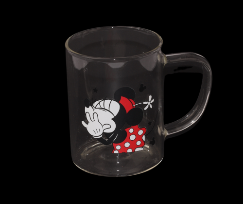 كوب زجاج شفاف بشخصية كرتونية