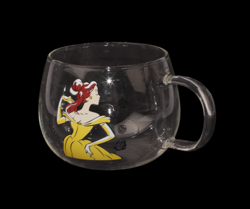 كوب زجاج شفاف بشخصية كرتونية