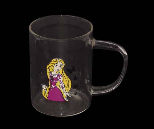 كوب زجاج شفاف بشخصية كرتونية