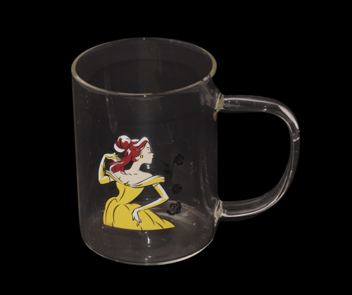 كوب زجاج شفاف بشخصية كرتونية