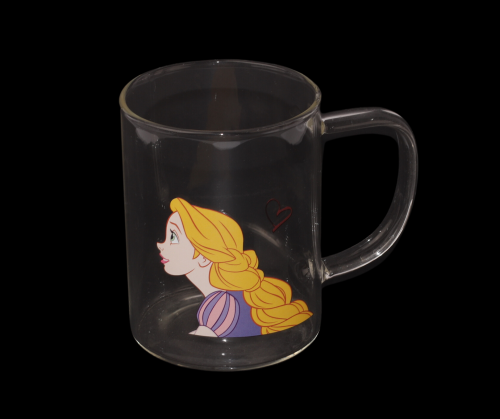 كوب زجاج شفاف بشخصية كرتونية
