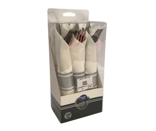 طقم ضيافة ملاعق وشوك وسكاكين بلاستيك