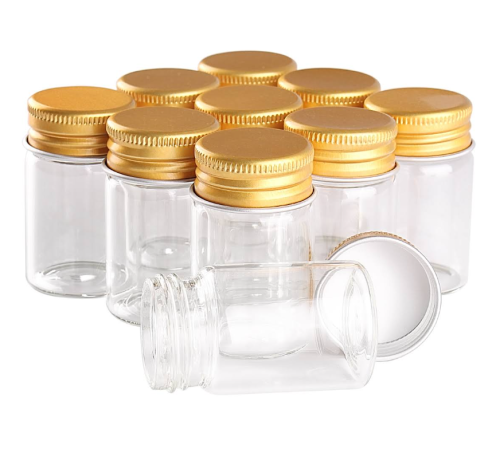 قوارير توزيعات زجاجية بغطاء ذهبي