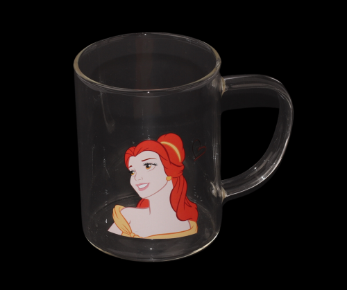 كوب زجاج شفاف بشخصية كرتونية