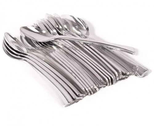 ملاعق بلاستيك فضي 40 قطعة