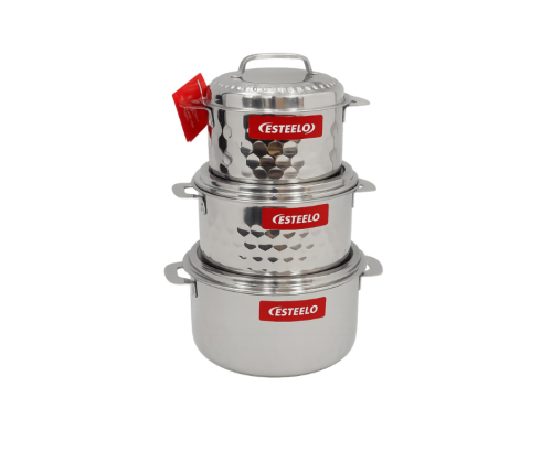 طقم حافظات طعام ستيل بغطاء - 3 حافظات