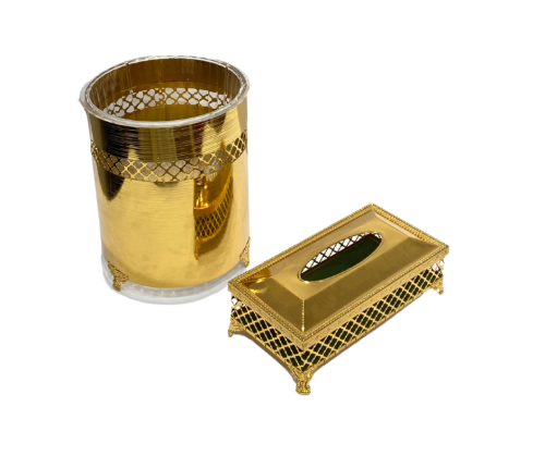 طقم سلة مهملات مع علبة مناديل فاخر