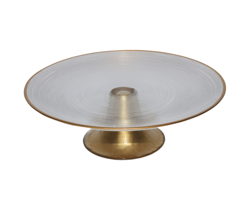 صحن تقديم زجاج بقاعدة