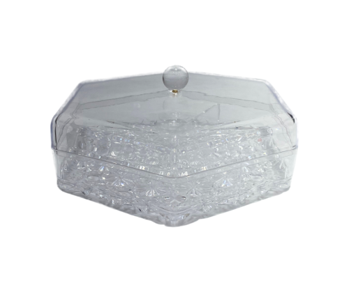 صحن تقديم اكريليك مقسم بغطاء