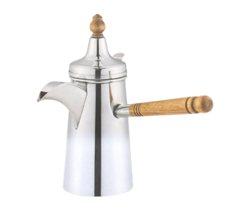 دلة قهوة سوداء ستيل بيد خشب - 450 مل