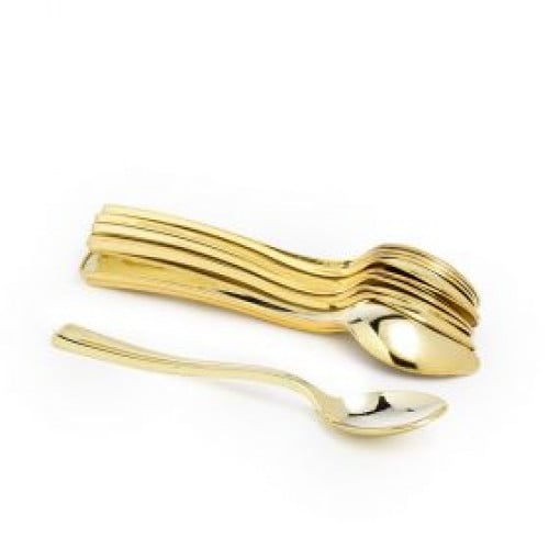 ملاعق اكل بلاستيك ذهبي - 10 حبات