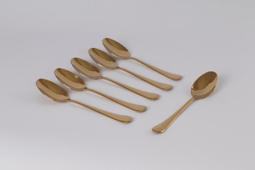 ملاعق طعام ستانلس ستيل ذهبي ( 6 قطع )