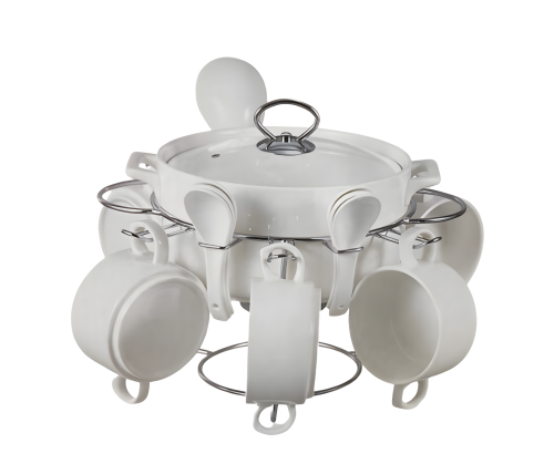 طقم بورسلان ساده لتقديم الشوربة - 16 قطعة