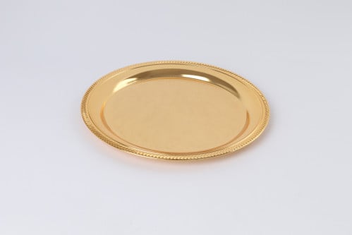 صحن تقديم دائري ستيل ذهبي