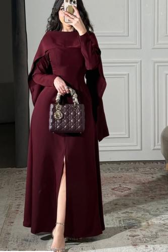 فستان سهره عنابي ناعم