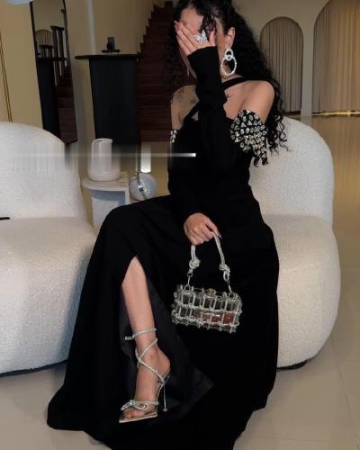 فستان سهره ناعم اسود