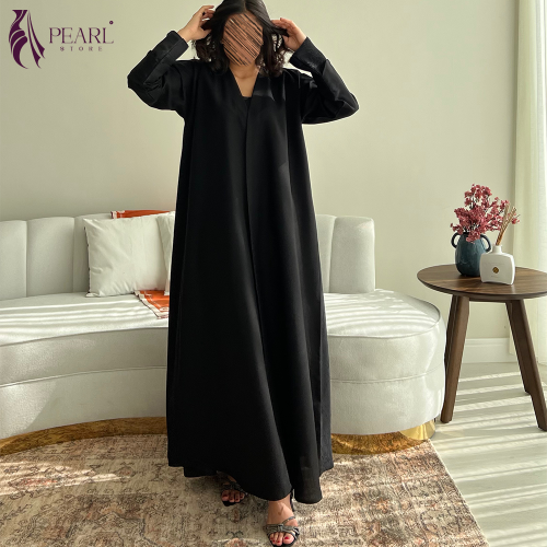 عباية كريب اسود جاكار مشجرة