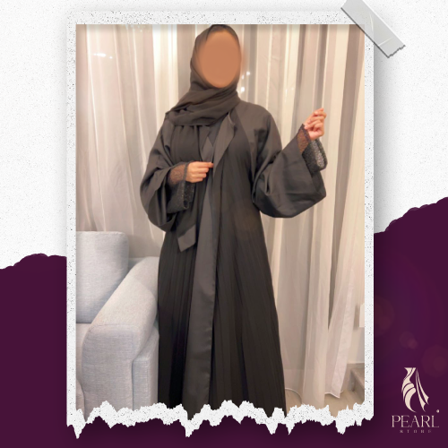 عبايه سوداء دبل كسرات